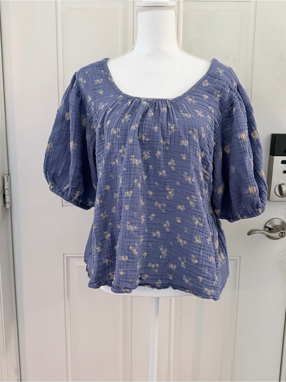 Free People Chloe Printed Top L | Indigo Combo Floral